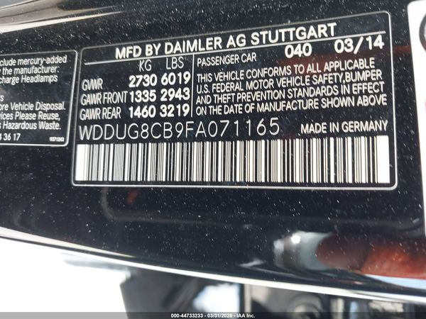 2015 MERCEDES-BENZ S 550 S550