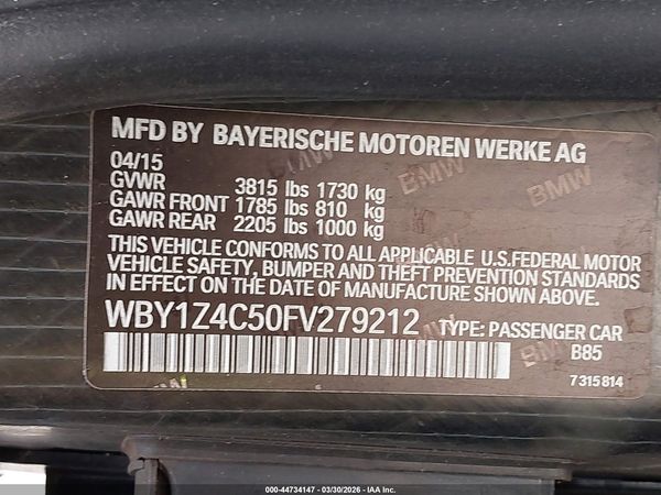2015 BMW I3 BASE W/RANGE EXTENDER