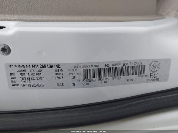 2016 DODGE GRAND CARAVAN SE/SXT — I9