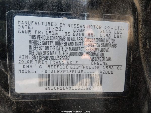 2020 NISSAN KICKS S XTRONIC CVT