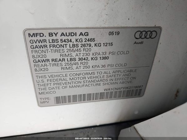 2019 AUDI Q5 45 PREMIUM
