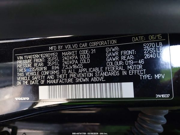2016 VOLVO XC60 T5 PREMIER