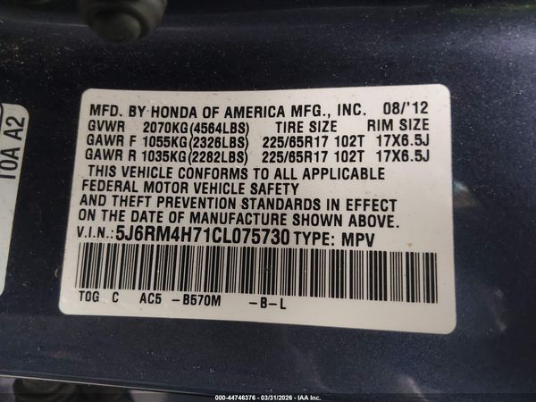 2012 HONDA CR-V EX-L