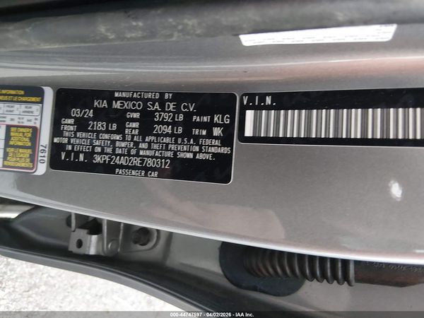 2024 KIA FORTE LXS