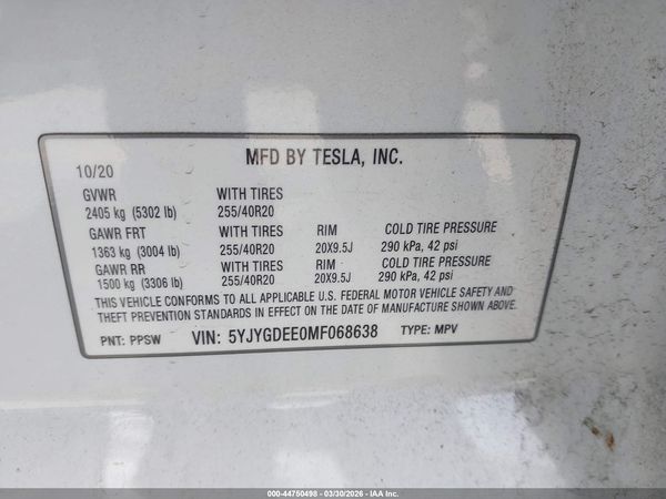 2021 TESLA MODEL Y