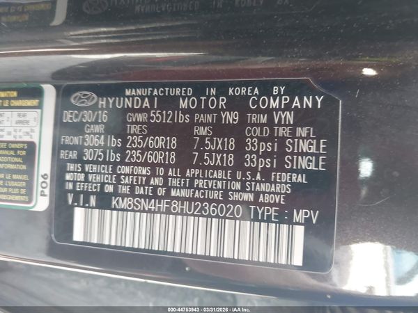 2017 HYUNDAI SANTA FE SE