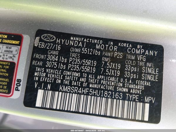 2017 HYUNDAI SANTA FE SE ULTIMATE