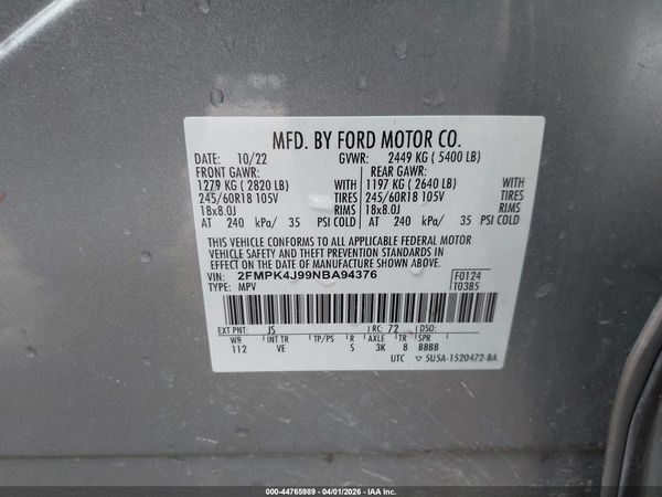 2022 FORD EDGE SEL — I9