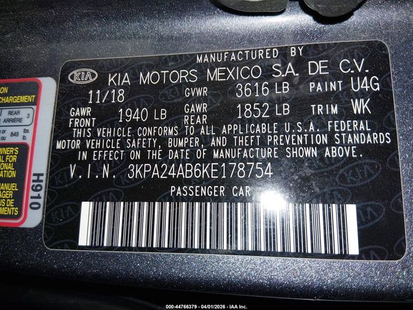 2019 KIA RIO S