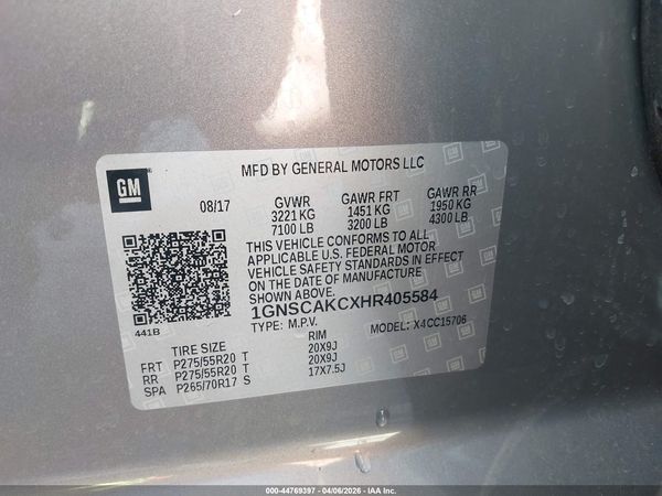 2017 CHEVROLET TAHOE LS — I9