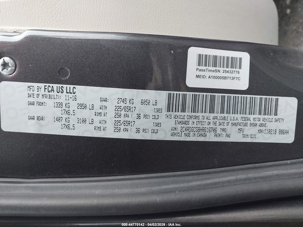 2017 DODGE GRAND CARAVAN SXT