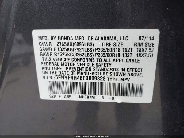 2015 HONDA PILOT EX