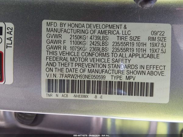 2022 HONDA CR-V AWD TOURING