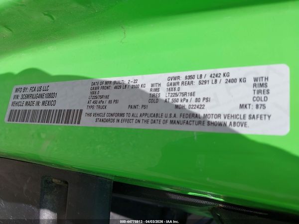 2022 RAM PROMASTER 3500
