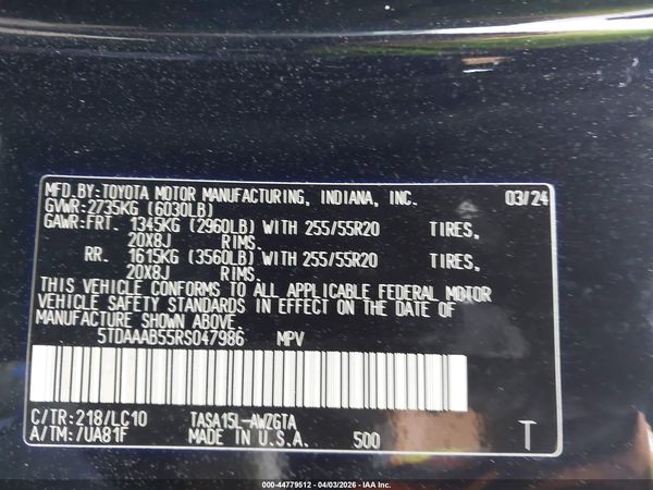 2024 TOYOTA GRAND HIGHLANDER LIMITED