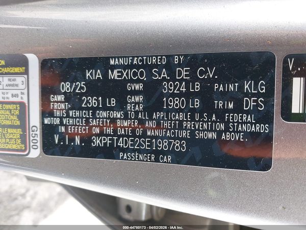 2025 KIA K4 LXS