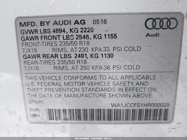 2017 AUDI Q3 2.0T PREMIUM