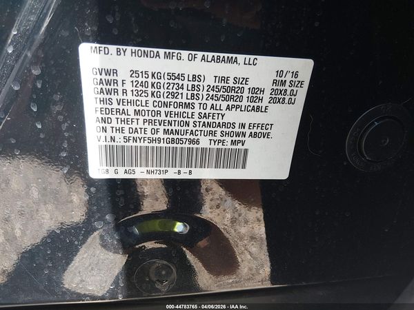2016 HONDA PILOT TOURING