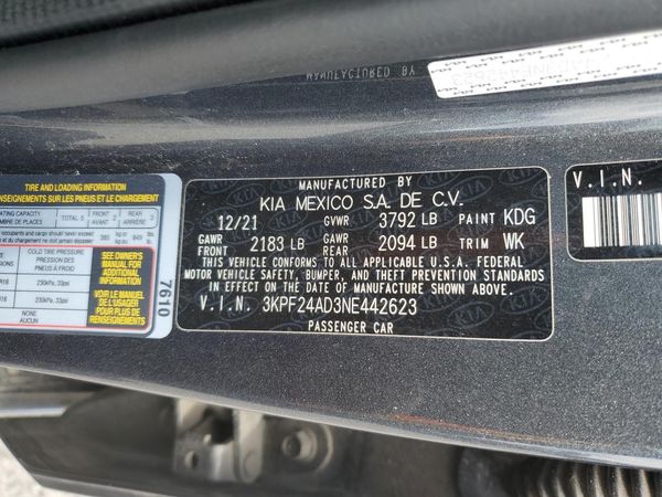 2022 KIA FORTE FE, LXS