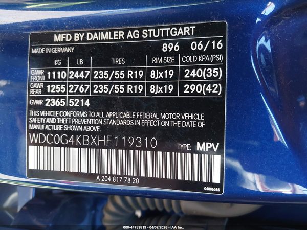 2017 MERCEDES-BENZ GLC 300 4MATIC