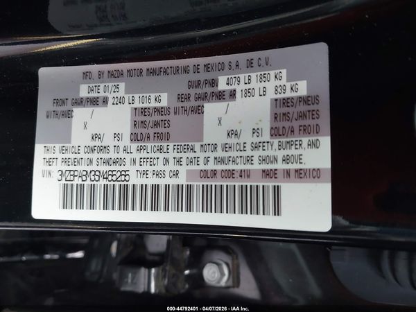 2025 MAZDA MAZDA3 2.5 S SELECT SPORT — I9