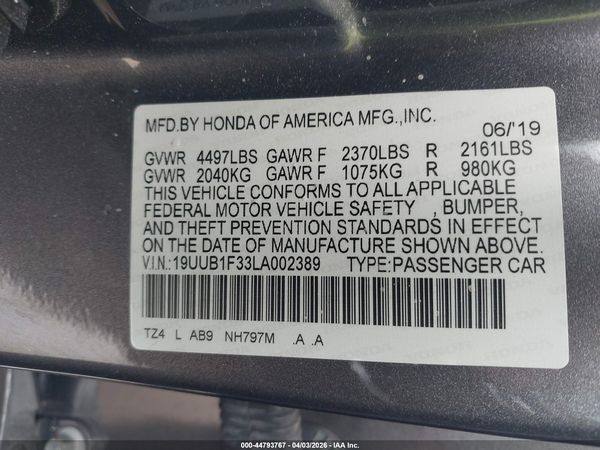 2020 ACURA TLX STANDARD