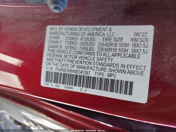 2022 HONDA CR-V AWD EX-L