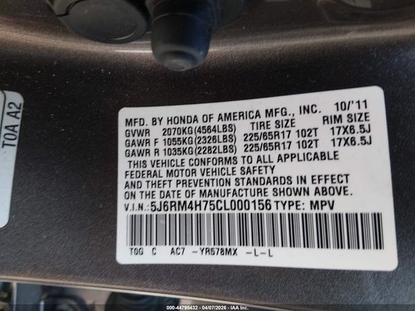 2012 HONDA CR-V EX-L