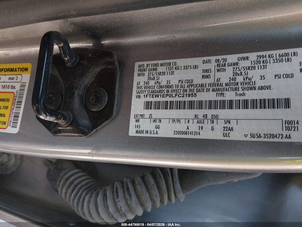 2020 FORD F-150 XL