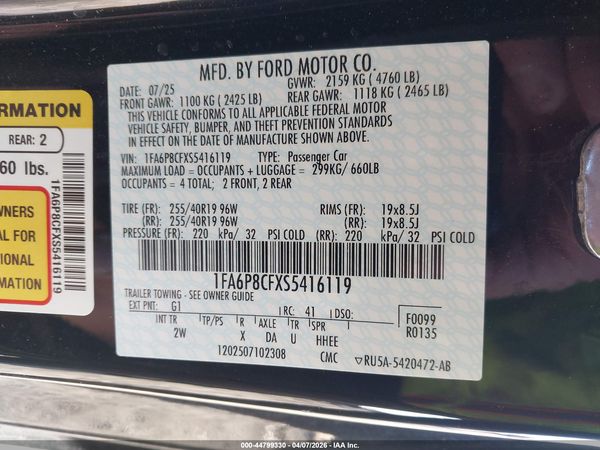 2025 FORD MUSTANG GT FASTBACK