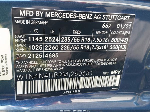 2021 MERCEDES-BENZ GLA 250 4MATIC