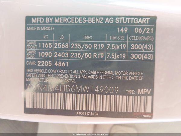 2021 MERCEDES-BENZ GLB 250 4MATIC
