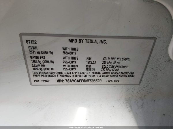 2022 TESLA MODEL Y