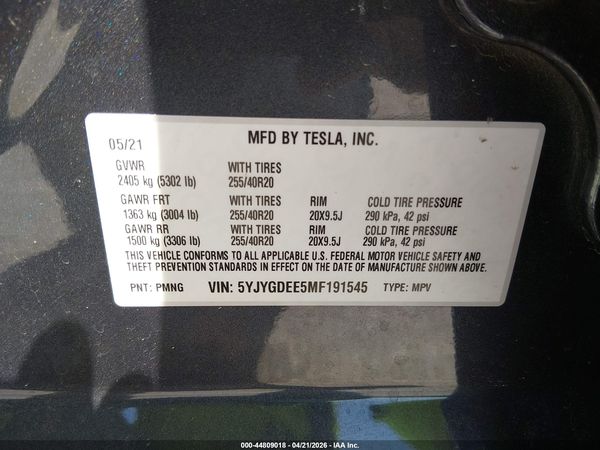 2021 TESLA MODEL Y