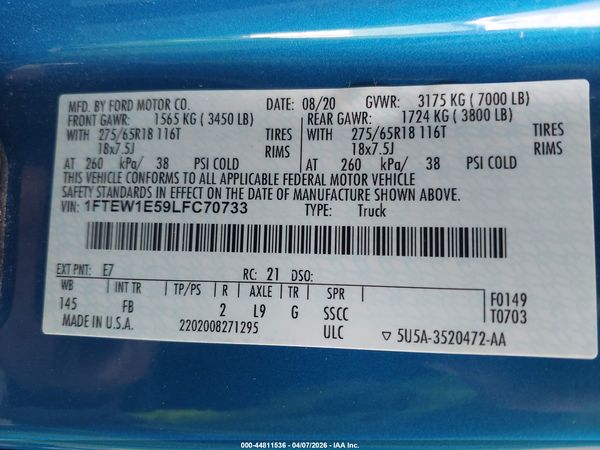 2020 FORD F-150 XLT