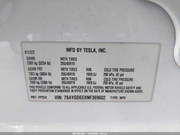2022 TESLA MODEL Y