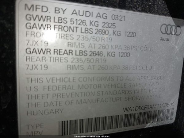 2021 AUDI Q3