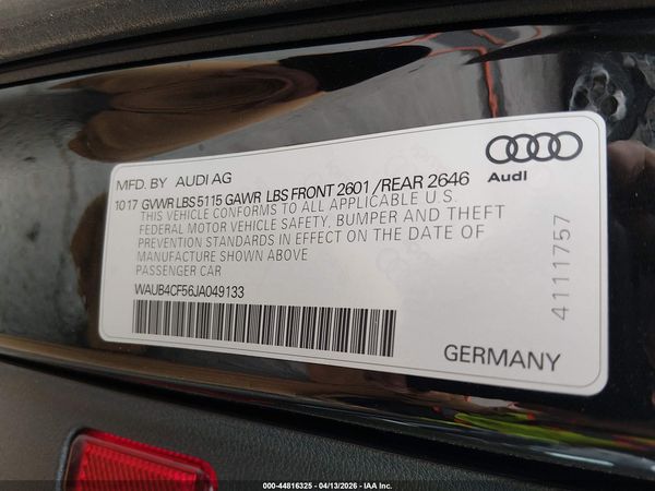 2018 AUDI S5 3.0T PREMIUM PLUS
