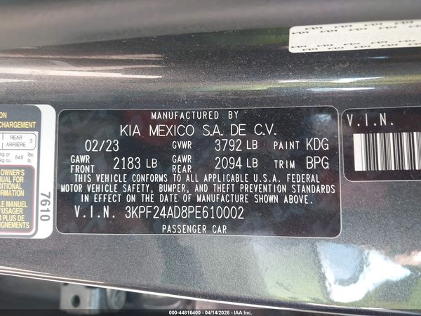 2023 KIA FORTE LXS
