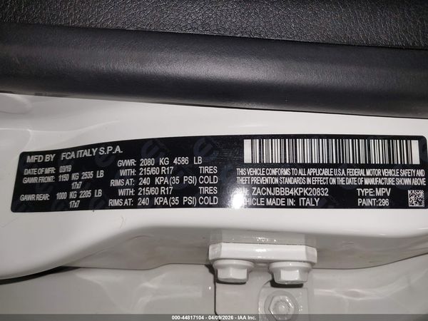 2019 JEEP RENEGADE ALTITUDE 4X4