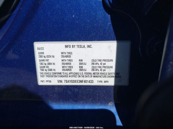 2022 TESLA MODEL Y