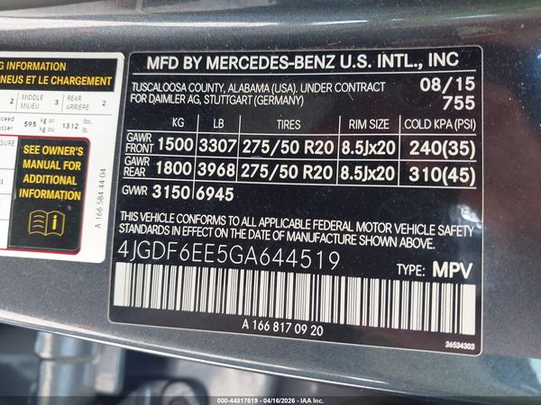 2016 MERCEDES-BENZ GL 450 4MATIC