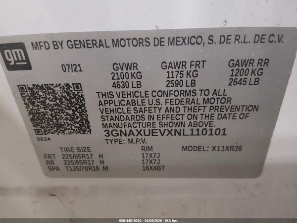 2022 CHEVROLET EQUINOX AWD LT — I9