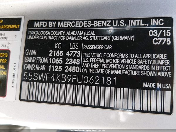 2015 MERCEDES-BENZ C 300 4MATIC