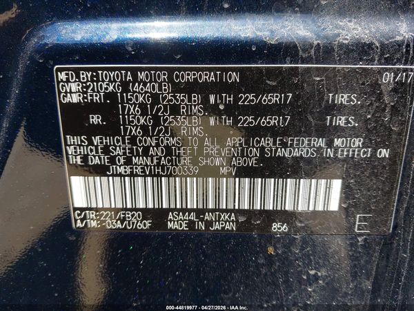 2017 TOYOTA RAV4 LE