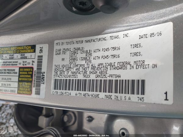 2016 TOYOTA TACOMA SR5 V6