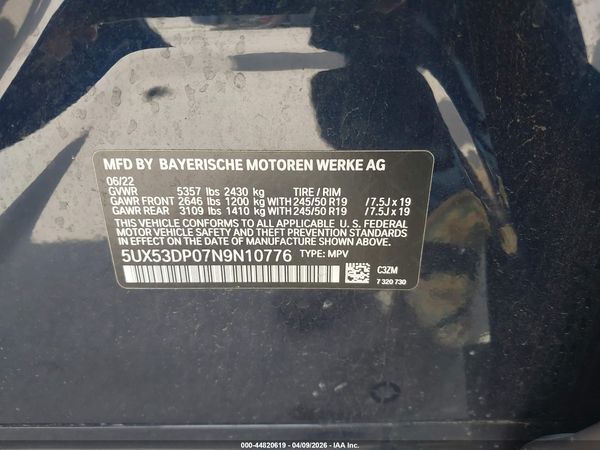 2022 BMW X3 XDRIVE30I