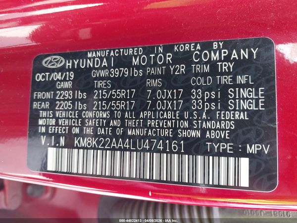 2020 HYUNDAI KONA SEL