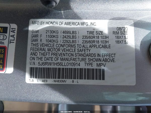 2020 HONDA CR-V 2WD EX