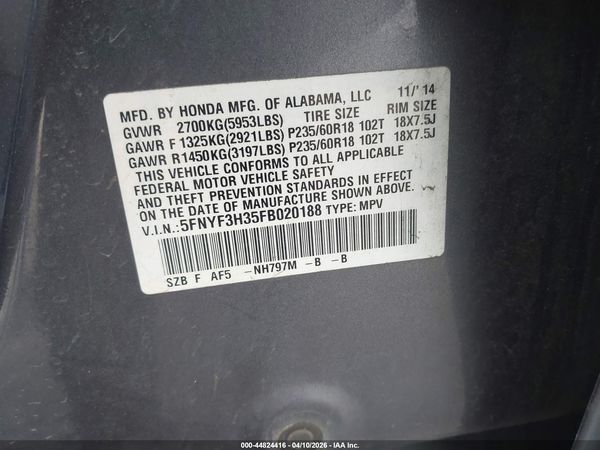 2015 HONDA PILOT SE